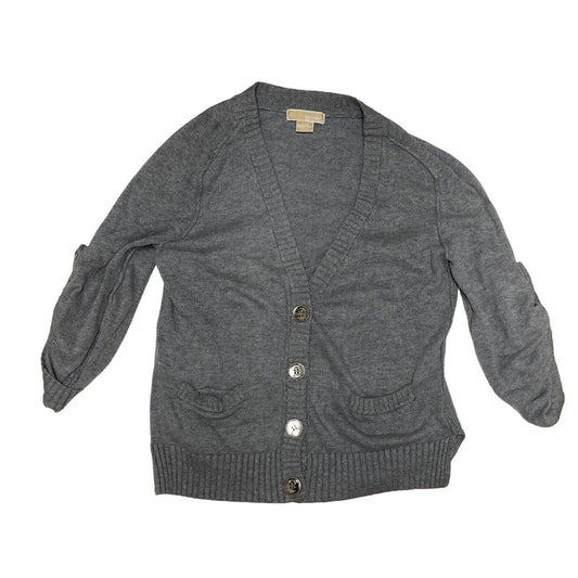 Michael Kors Grey Roll Tab Sleeve Cardigan Jacket Grey Size Large