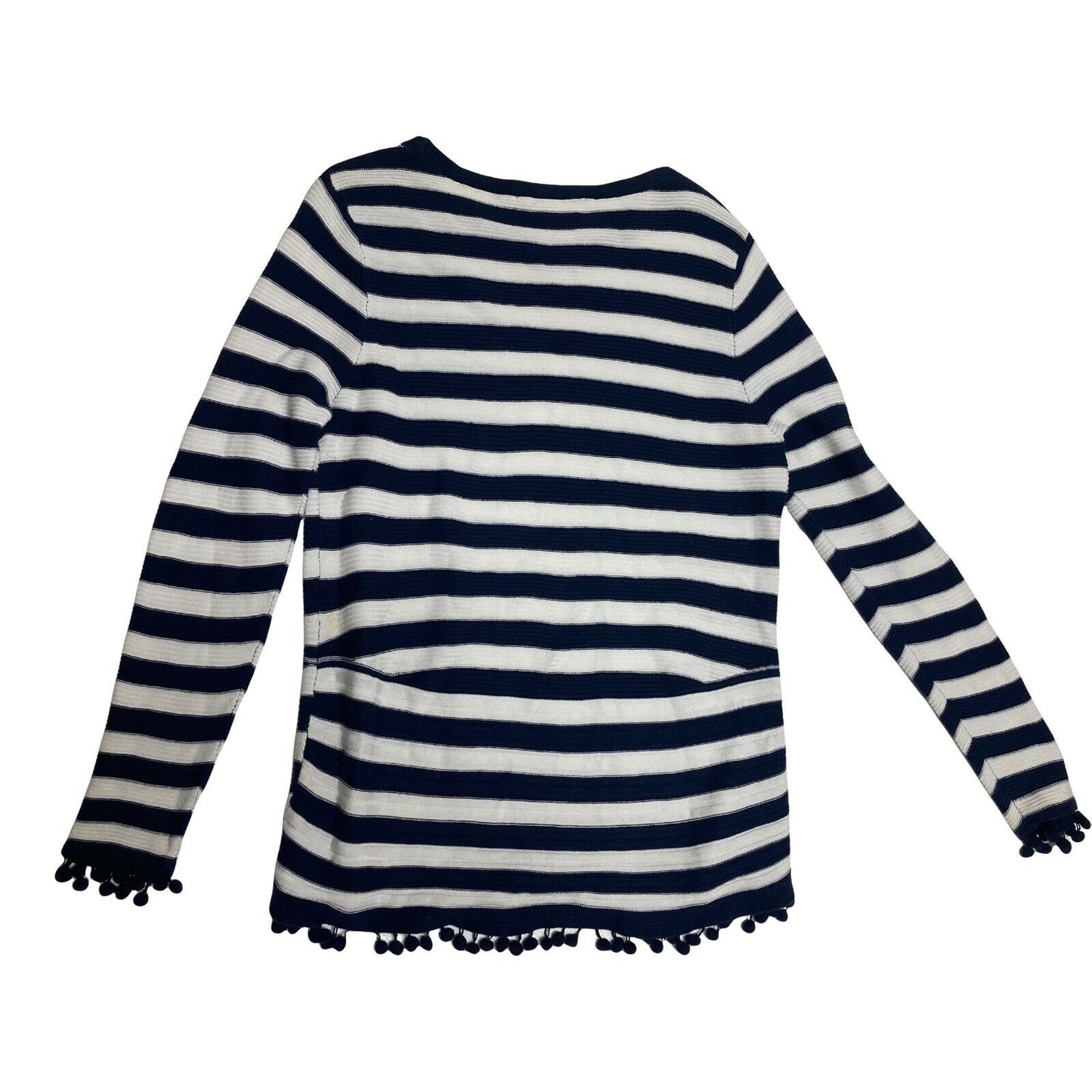 Soft Surroundings Sweater Navy Blue White Striped Vista Fringe Tunic Medium