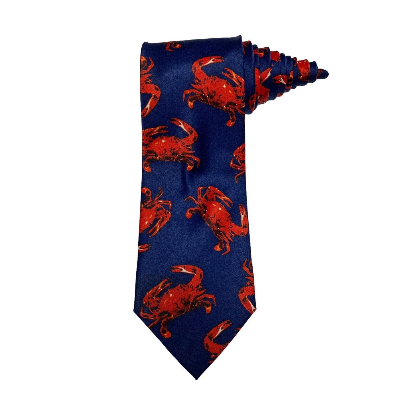 Fun Ties Crabs Shellfish Novelty Necktie Blue Red Polyester