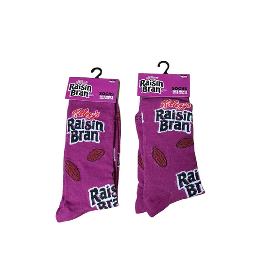 Kellogg's - Raisin Bran - Purple - Size Men's 6-12 - Two Pairs Novelty Socks
