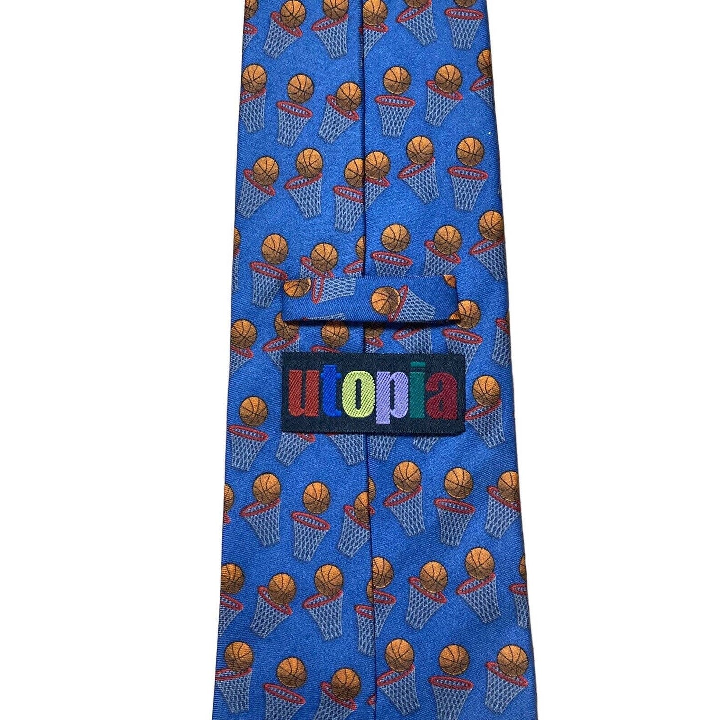 Utopia Basketball Goals Ball Blue Sports Novelty Necktie 100% Rayon