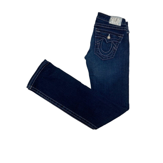 True Religion Billy Swarovski Crystal Pave Jeans Womens Size 27 Dark Wash