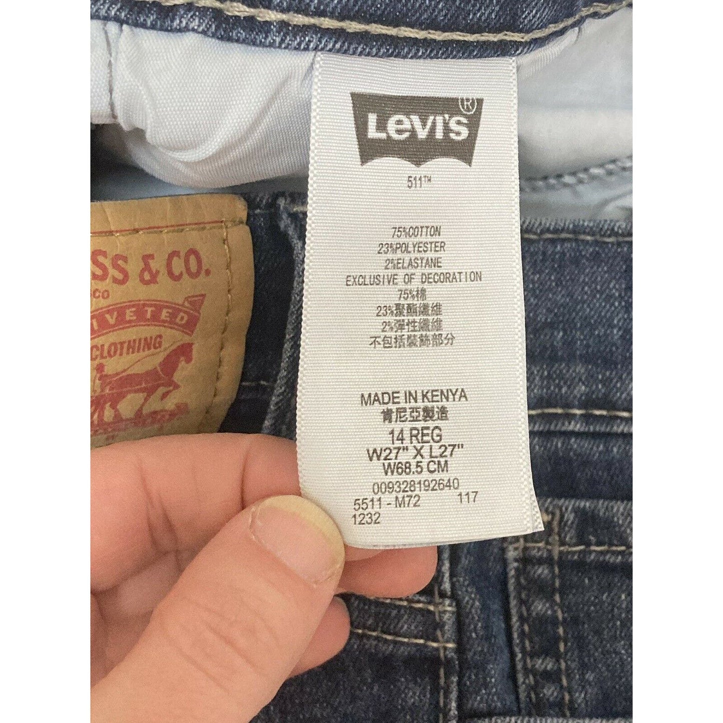 Levi’s 511 Boys Slim Straight Medium Wash Denim Jeans 14 Regular 27x27