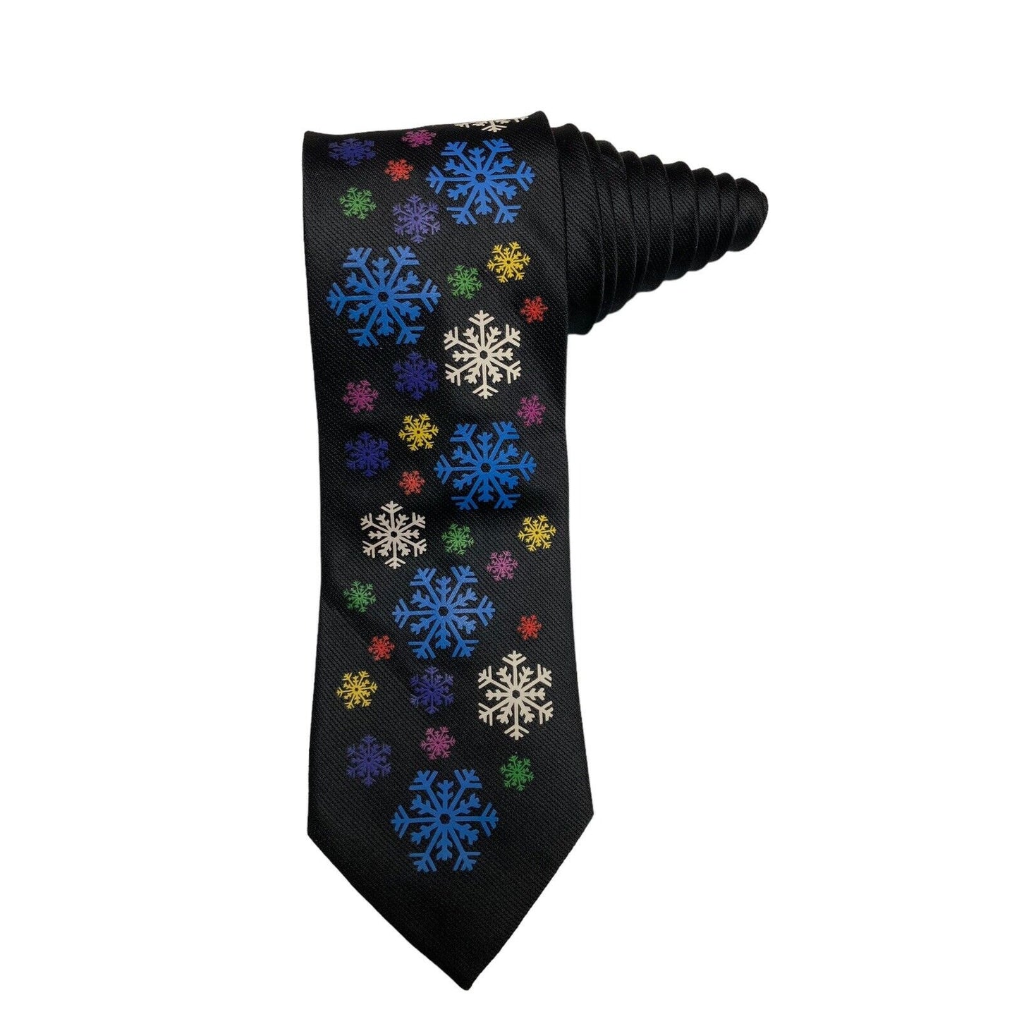 Hallmark Yule Tie Greetings Snowflakes Holiday Novelty Vintage Necktie