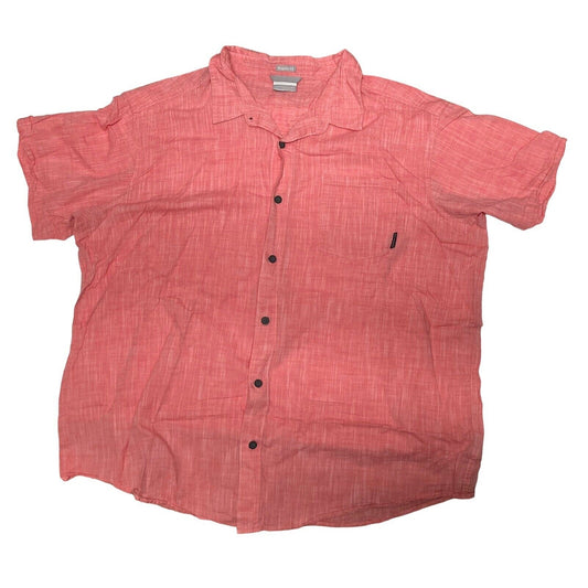 Columbia Short Sleeve Under Exposure Yarn Dyed Button Down Shirt XXL Red Pink