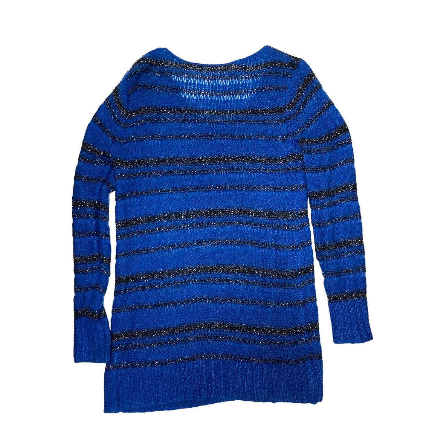 Motherhood Maternity Blue Black Striped Shimmer Long Sleeve Sweater Size XL