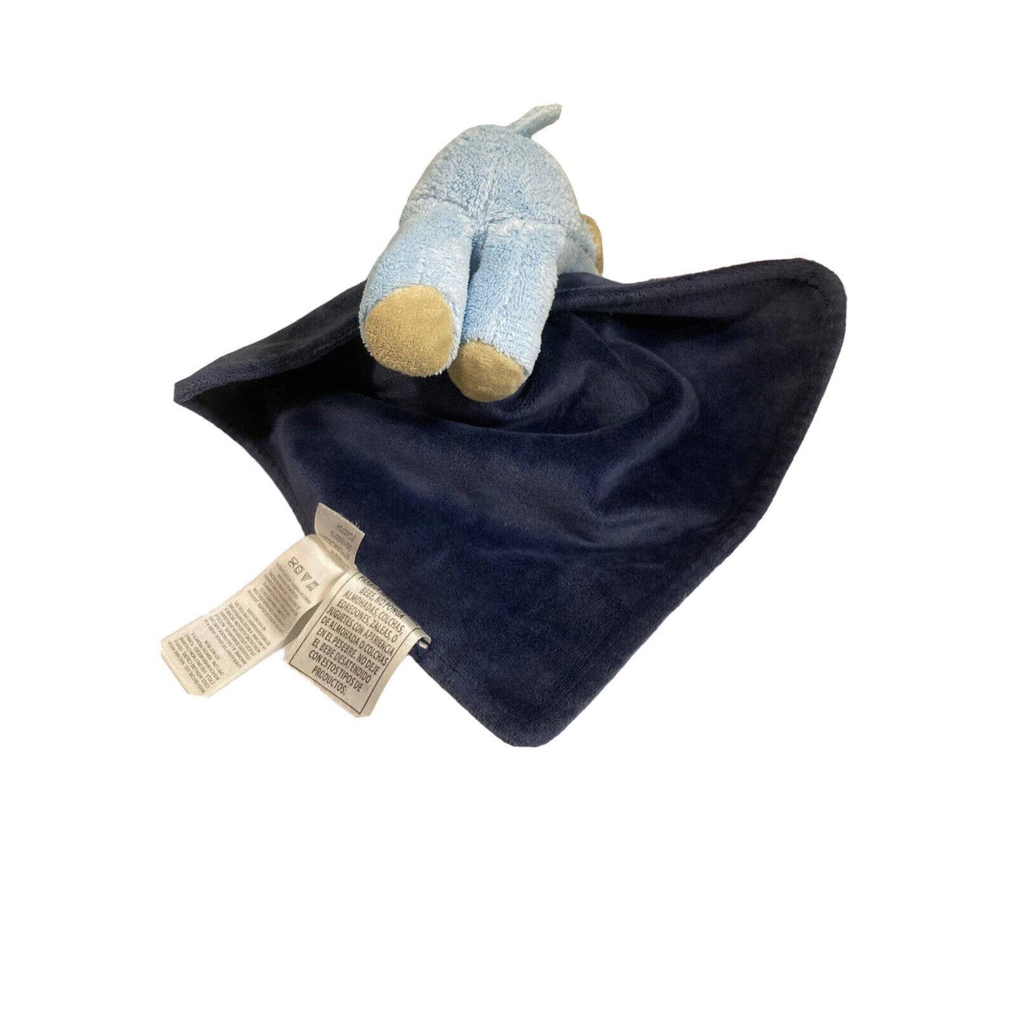 Carters Security Blanket Lovey Plush Blue Elephant Rattle Navy Blue Blanket