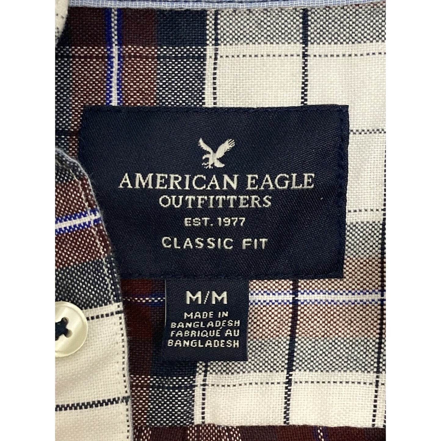 American Eagle Mens Classic Fit Flannel Button Down Plaid Shirt Medium