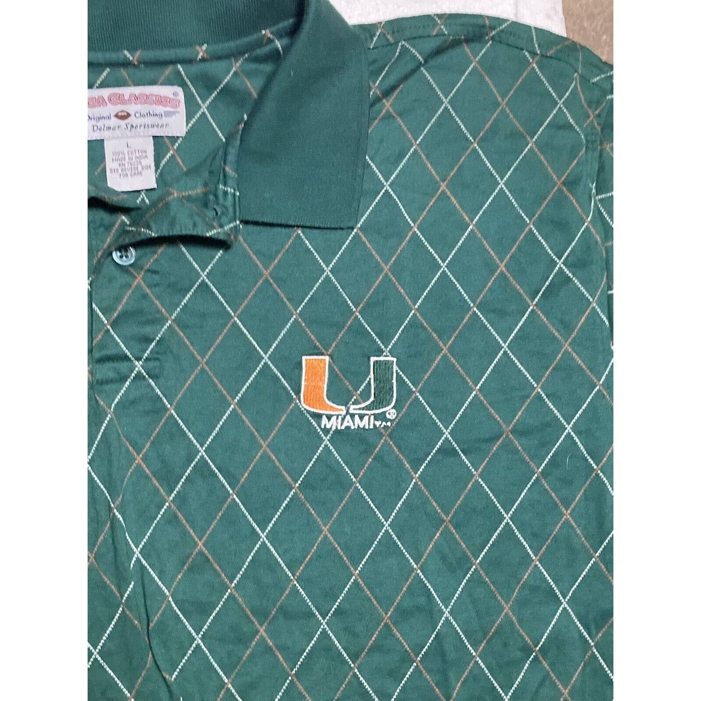 University Of Miami Hurricanes Polo Shirt Mens Large Boca Classics Vintage Y2K