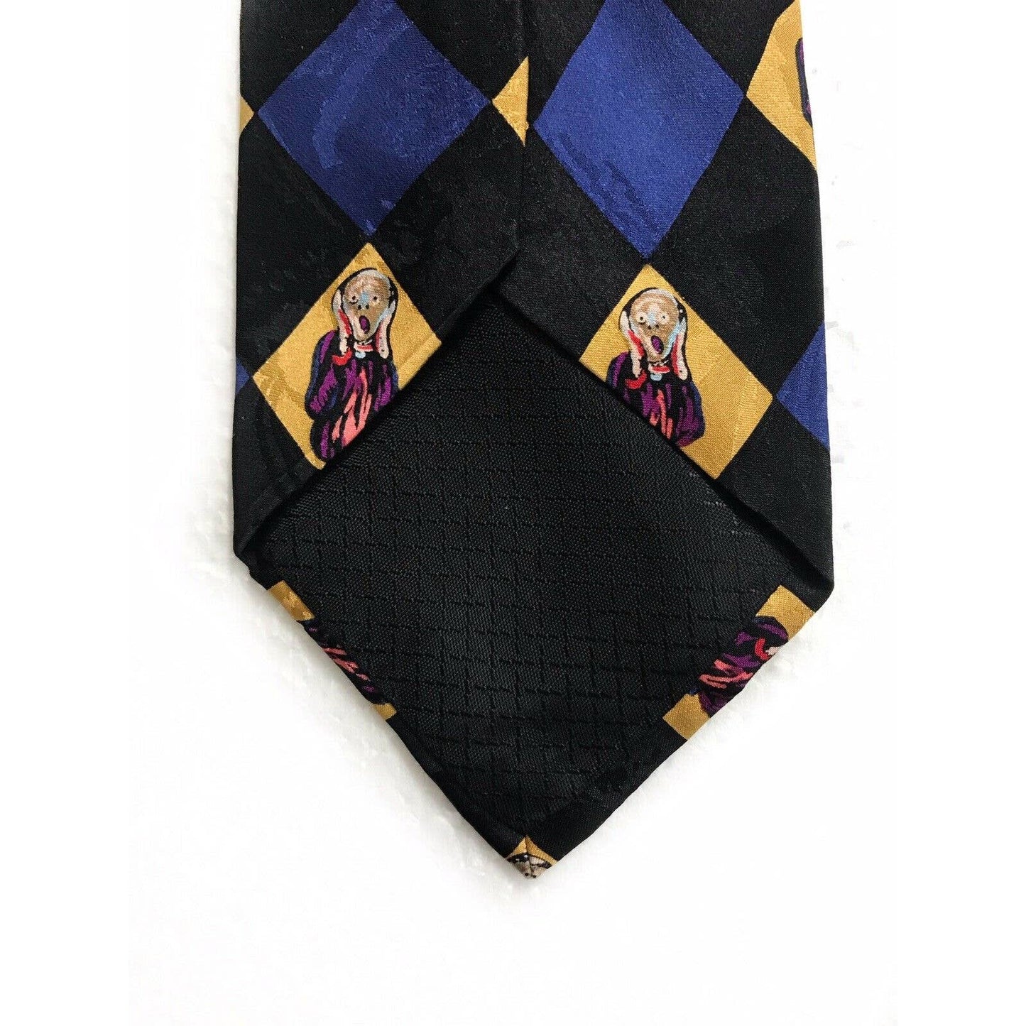 Ralph Marlin The Scream Diamond Pattern 100% Silk Vintage Mens Tie Novelty