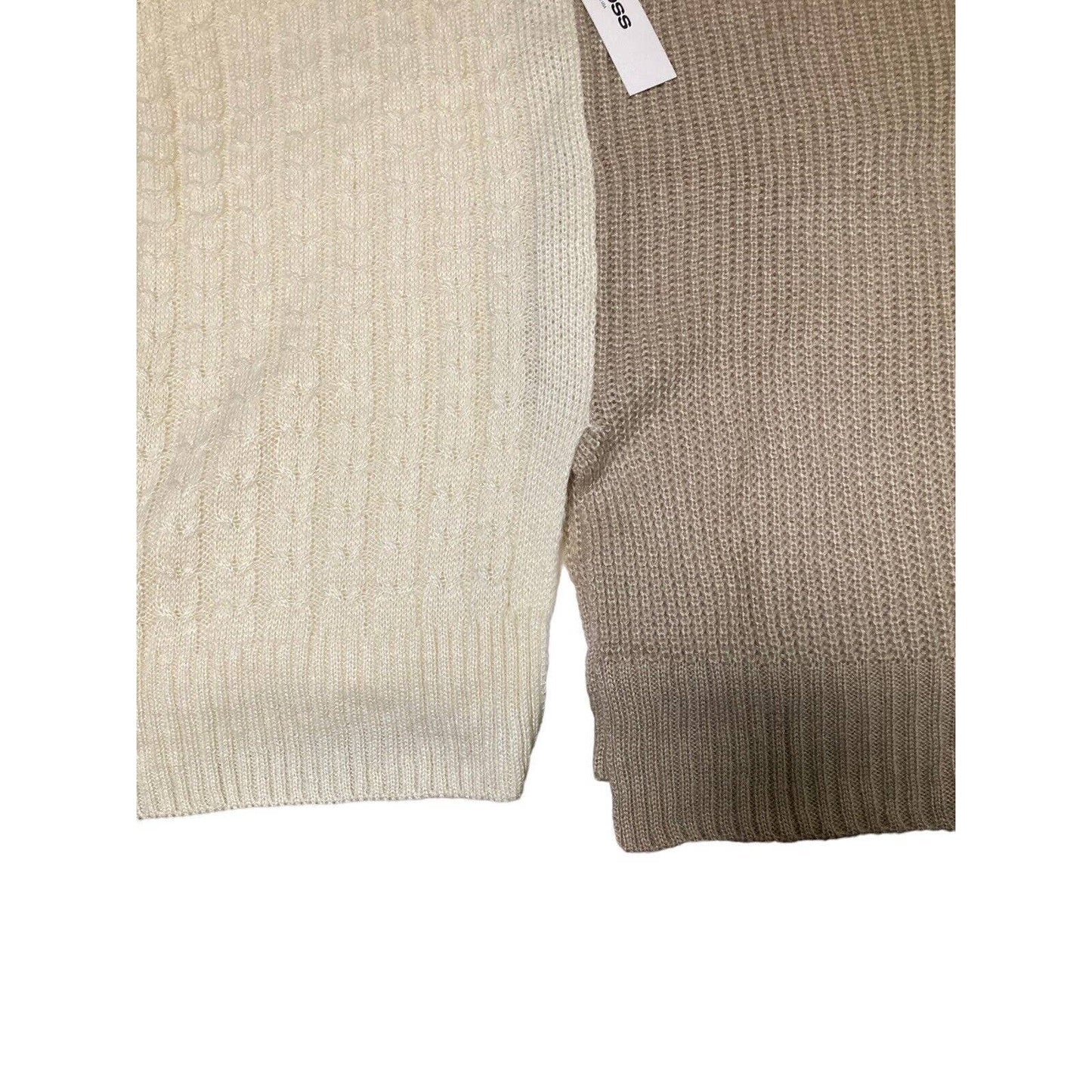 Vigoss Pieced Color Block Oversized Sweater Size XL Cream Beige