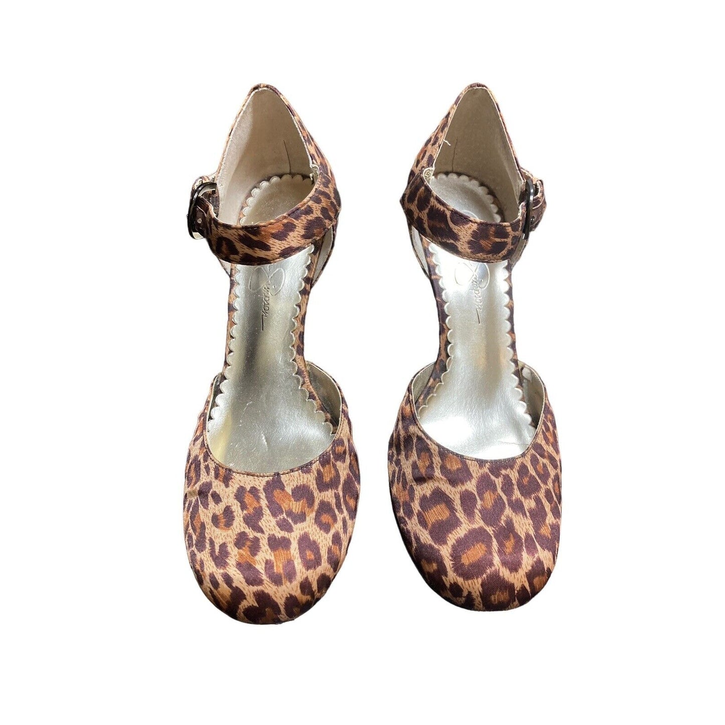 Jessica Simpson Haza Animal Leopard Print High Heel Ankle Strap Shoes Size 6.5