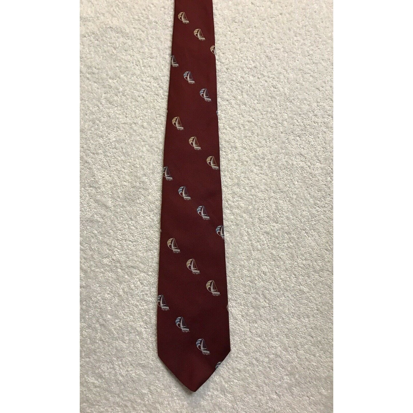 Shermans Red Sailboats Vintage Novelty Tie Necktie 100% Polyester