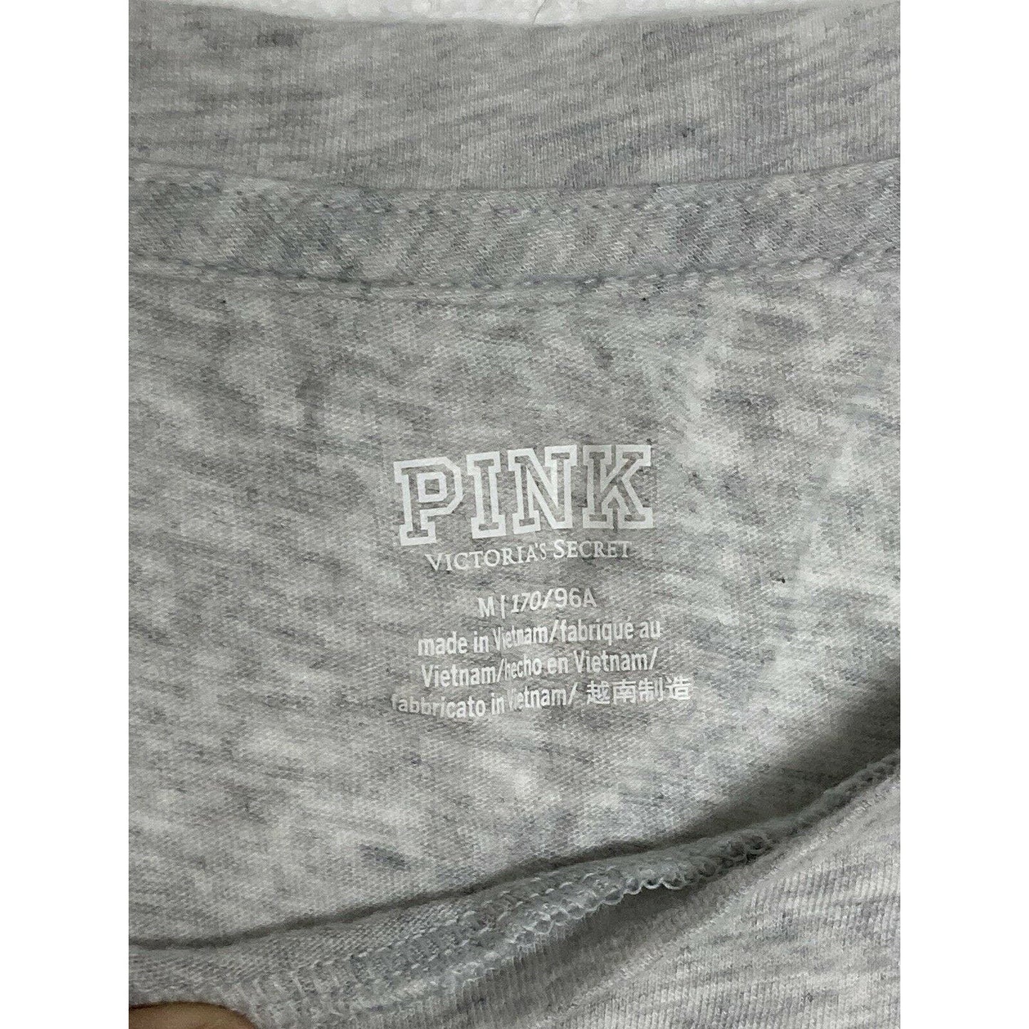 PINK Victoria’s Secret Velvet Hearts Grey Crop Top Size M Medium