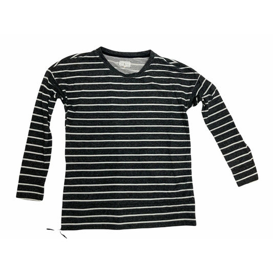 Lou & Grey Striped Grey White Side Zip Long Sleeve Tunic Top Size M Medium