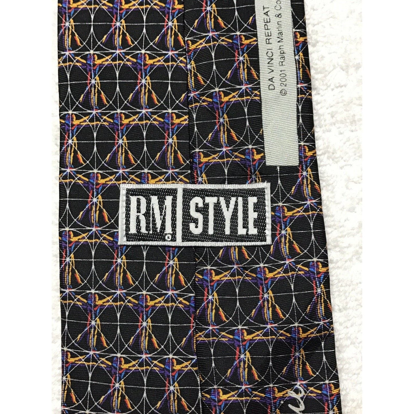 RM Style Ralph Marlin Da Vinci Repeat Novelty Necktie Tie 100% Silk