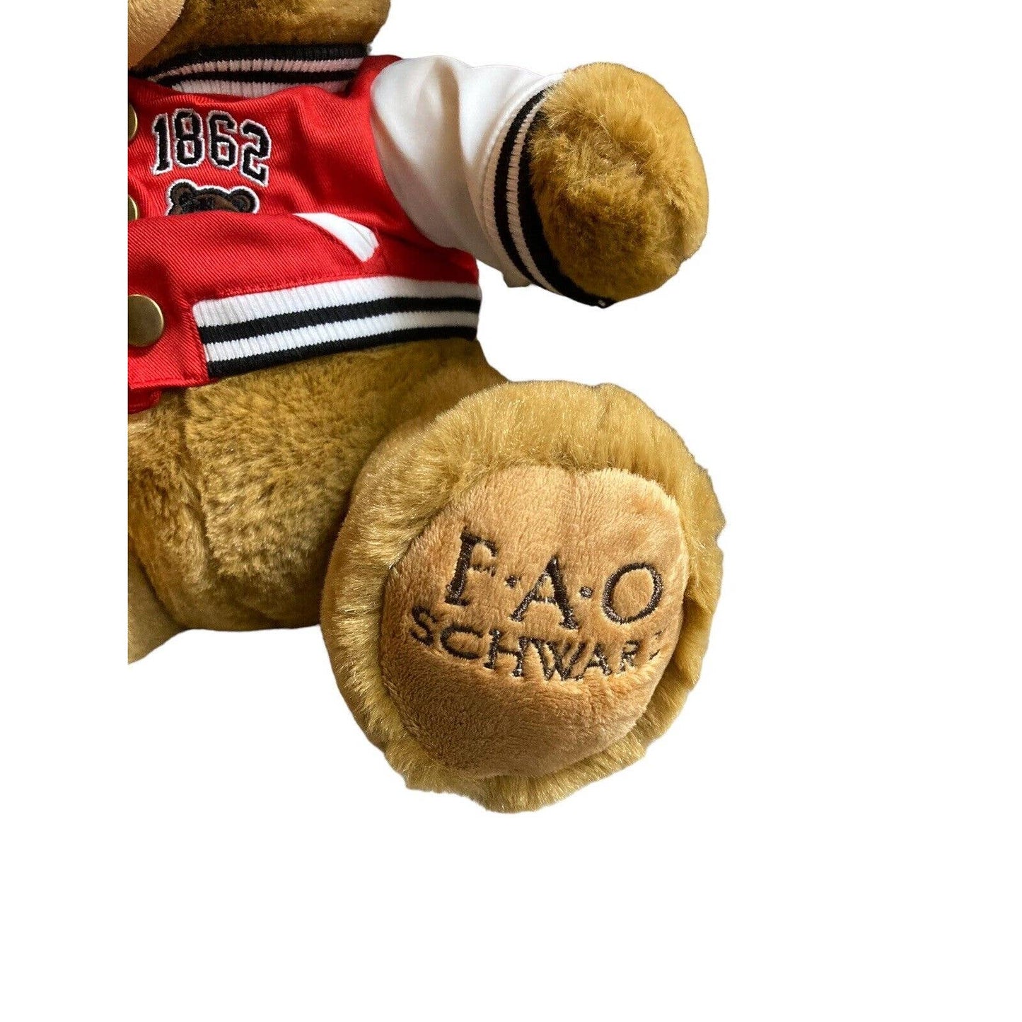 FAO Schwarz 12” Varsity Jacket Football Player Stuffed Teddy Bear Plush