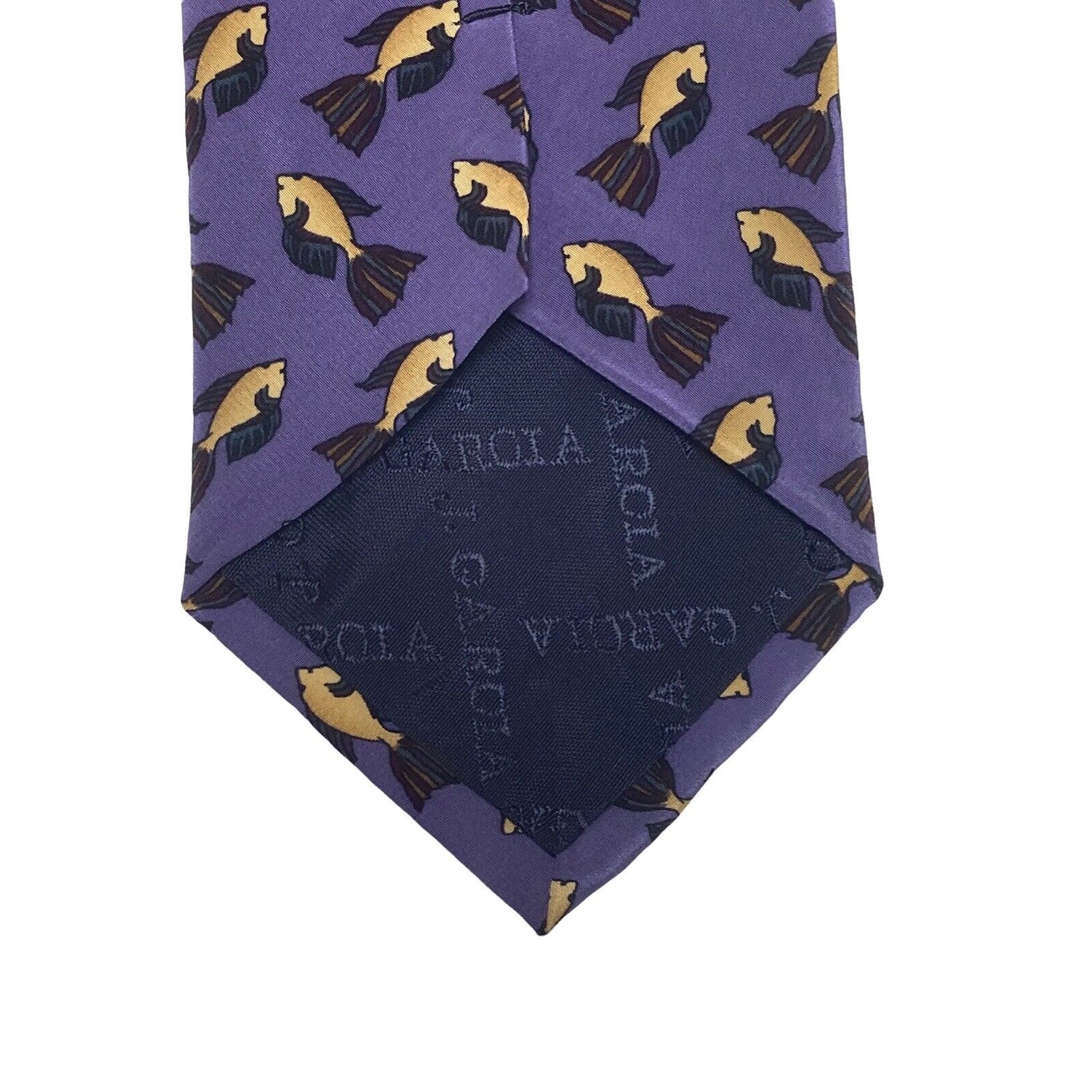 J Jerry Garcia Grateful Dead Fish Vintage Novelty Necktie 100% Silk Purple