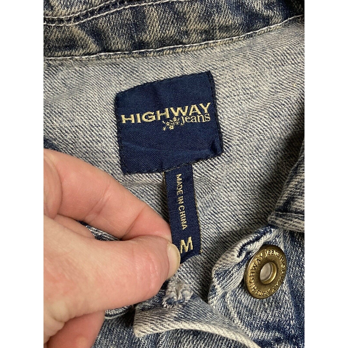 Highway Jeans Lightwash Studded Cropped Bomber Jean Jacket Size Medium