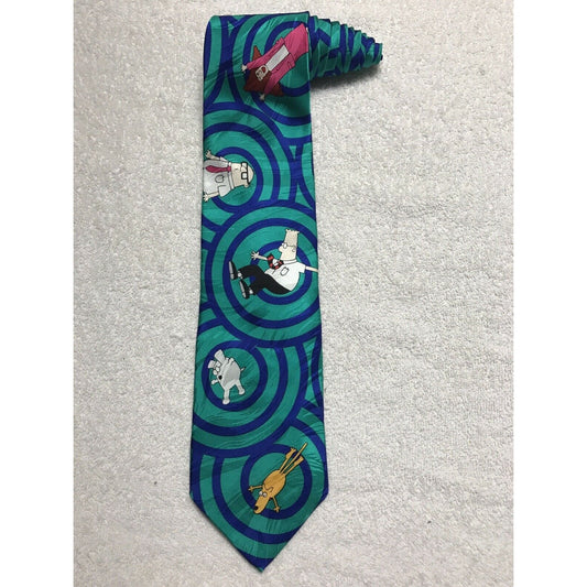 Ralph Marlin RM Style Dilbert Out Of Control Vintage Novelty Tie Necktie Silk