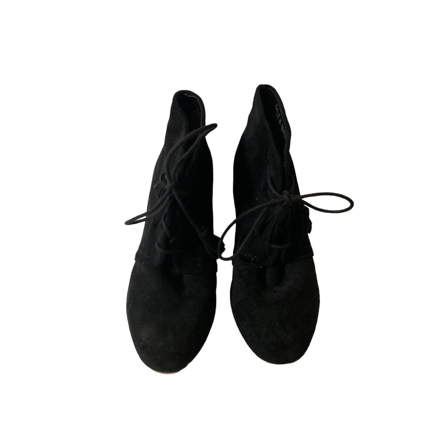 Dr Scholls Boots Dakota Desert Ankle Bootie Lace Up Wedge Black Suede 7.5 W