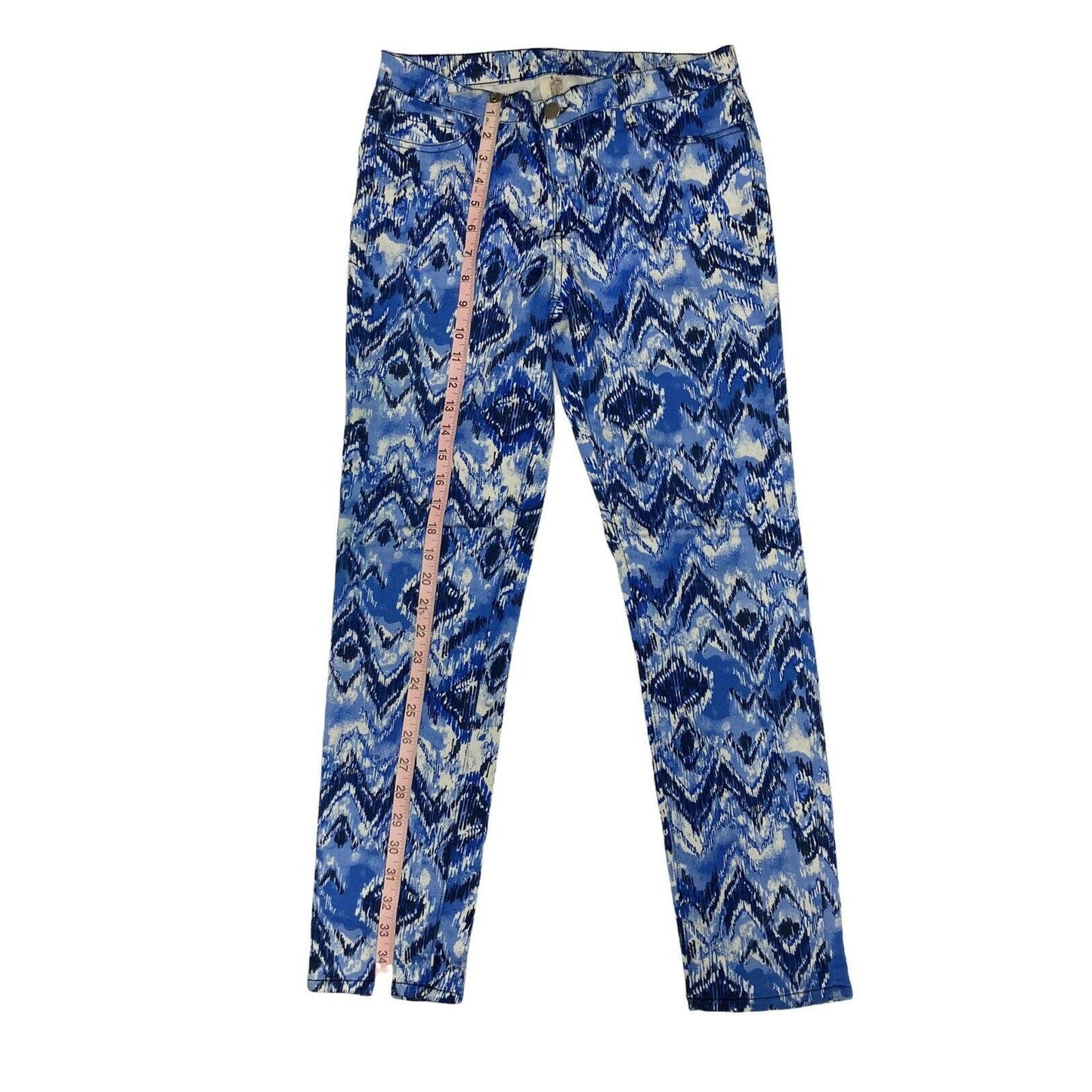 Francesca’s Collection Ikat Blue White Skinny Pants Size 29 Style FR001T2