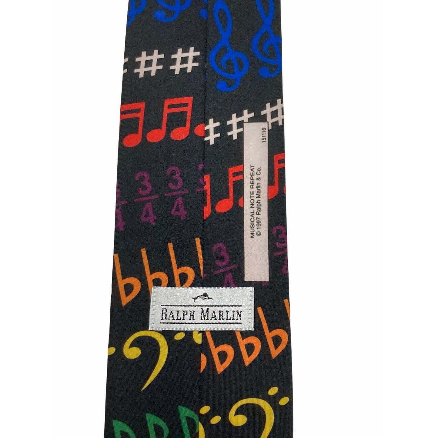 Ralph Marlin Musical Notes Repeat Vintage Novelty Necktie Polyester