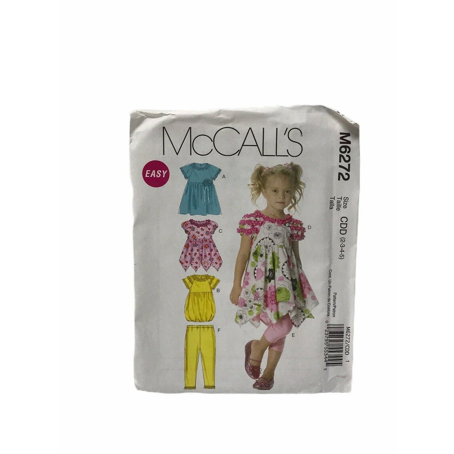 MCCALL'S M6272 Child's SIZES: 2,3,4,5; DRESSES, LEGGINGS TOPS Sewing Pattern