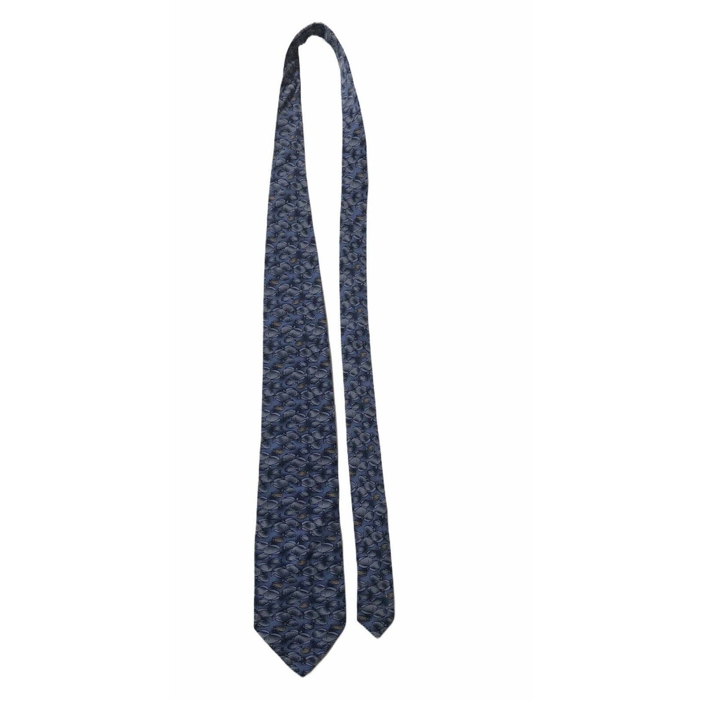 Ties To Nature Fish Blue 100% Silk Vintage Novelty Tie Necktie