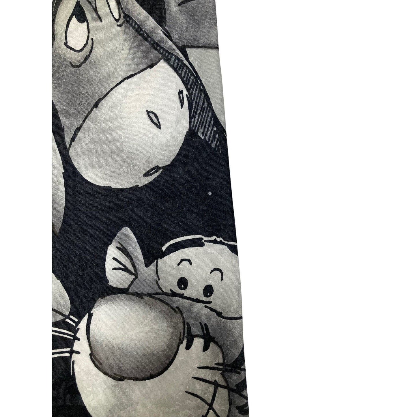 Disney Winnie The Pooh Tigger Eeyore Black Gray Novelty Vintage Necktie Cartoon