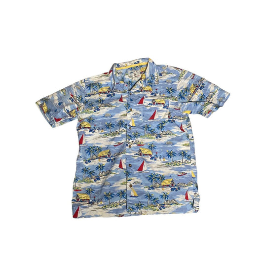 The Children’s Place Authentic Surf Tropical Palm Trees Button Down Shirt XL 14