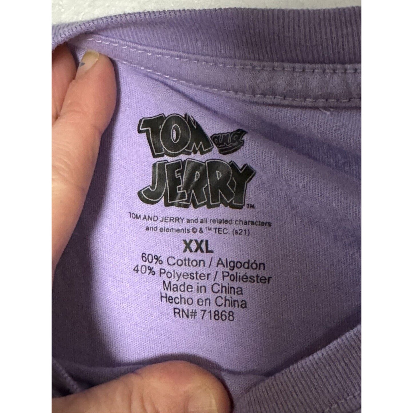 Tom And Jerry Cartoon Best Friends Cat Mouse Long Sleeve Purple Shirt XXL