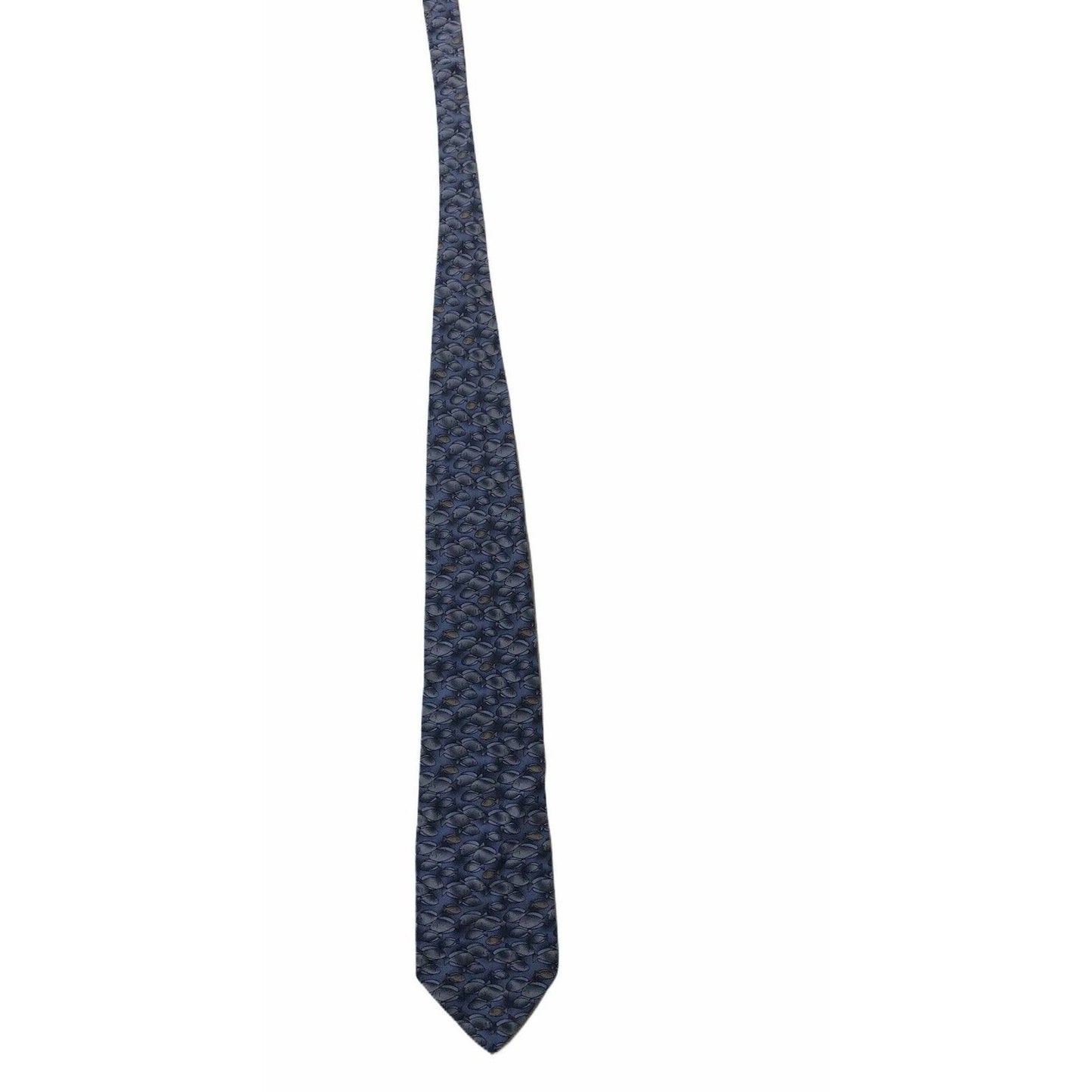 Ties To Nature Fish Blue 100% Silk Vintage Novelty Tie Necktie