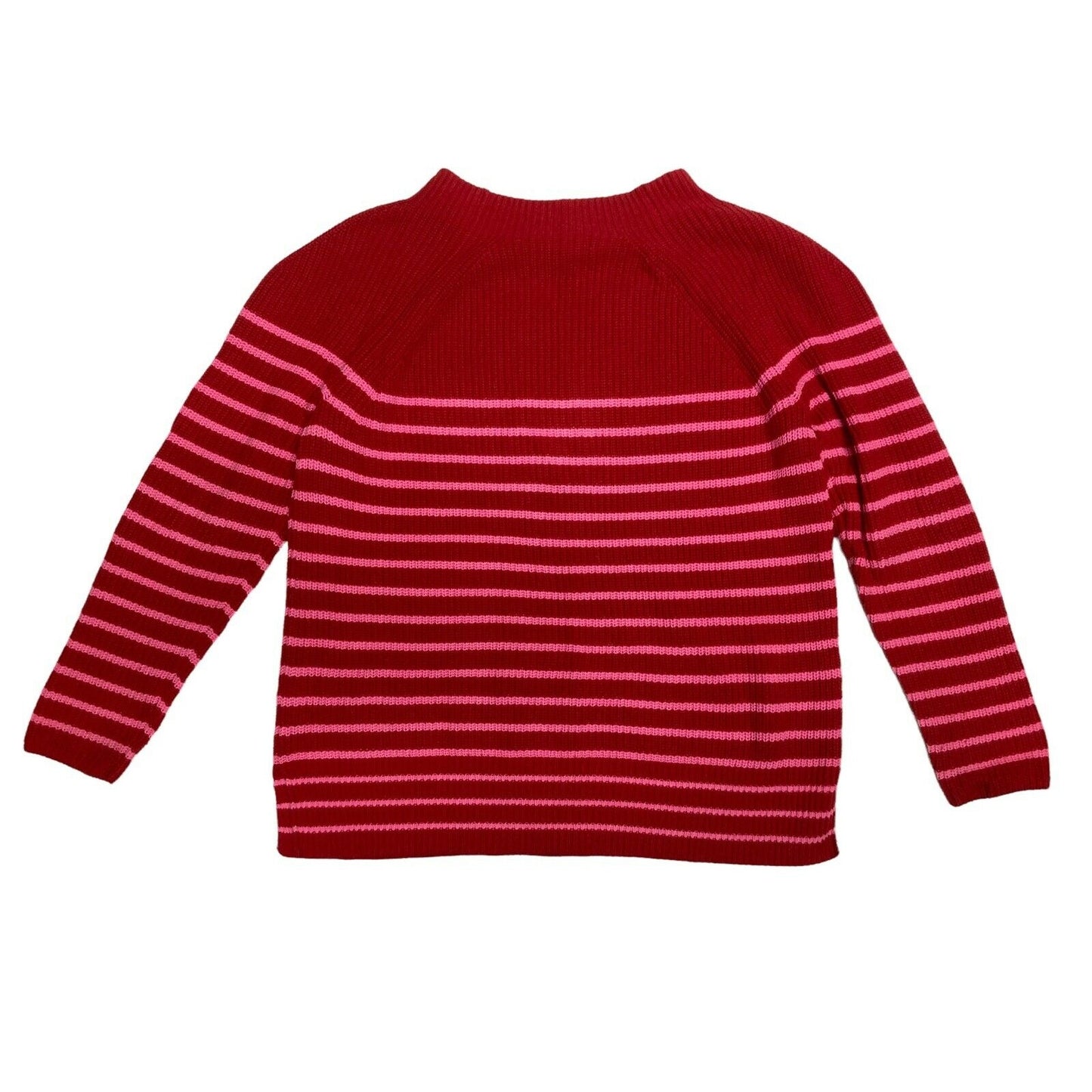 Lands End Womans Pink Red Striped Pullover Sweater Size XL 14-16