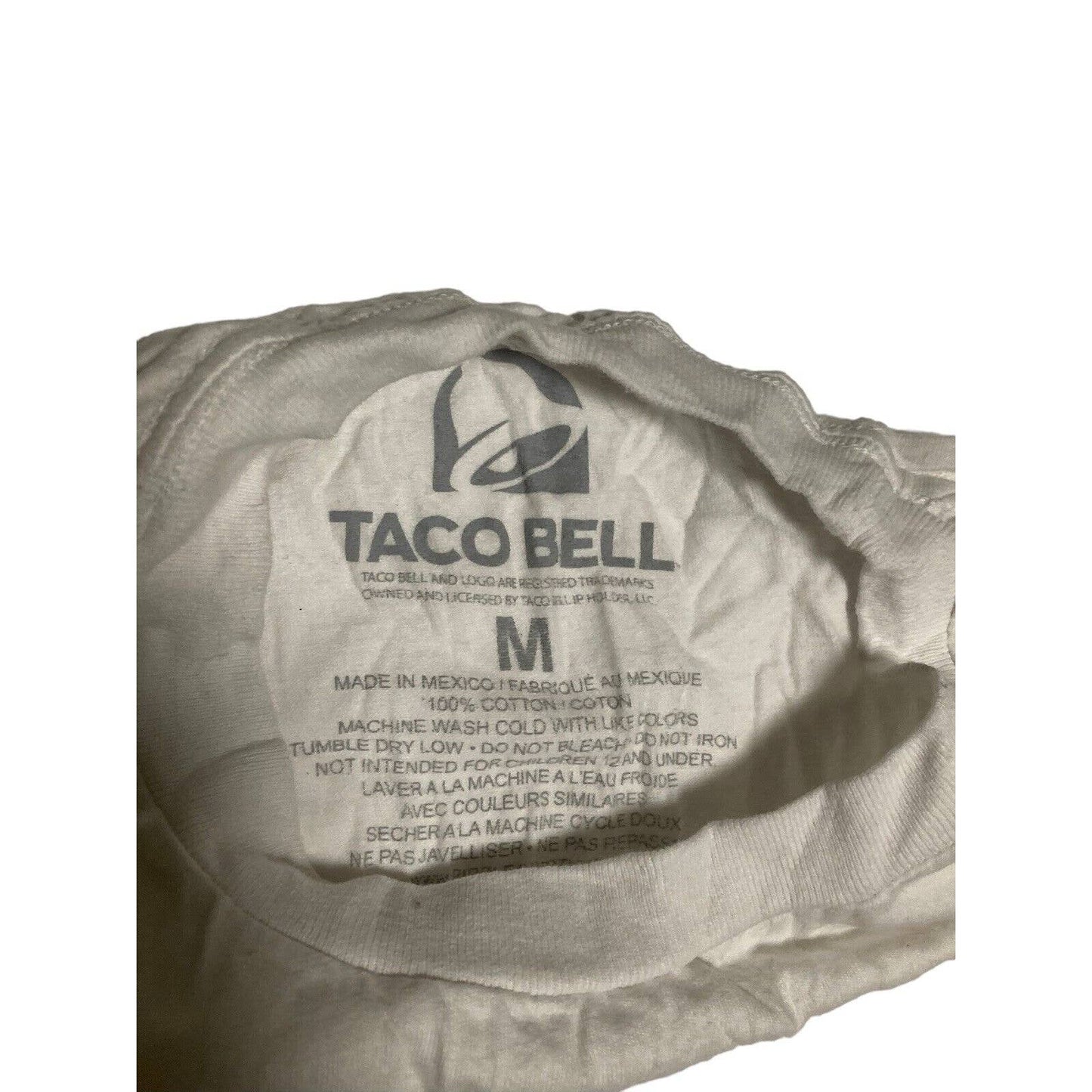 Taco Bell T-Shirt 90s Retro Sz Medium Geometric Triangles White Ripple Junction