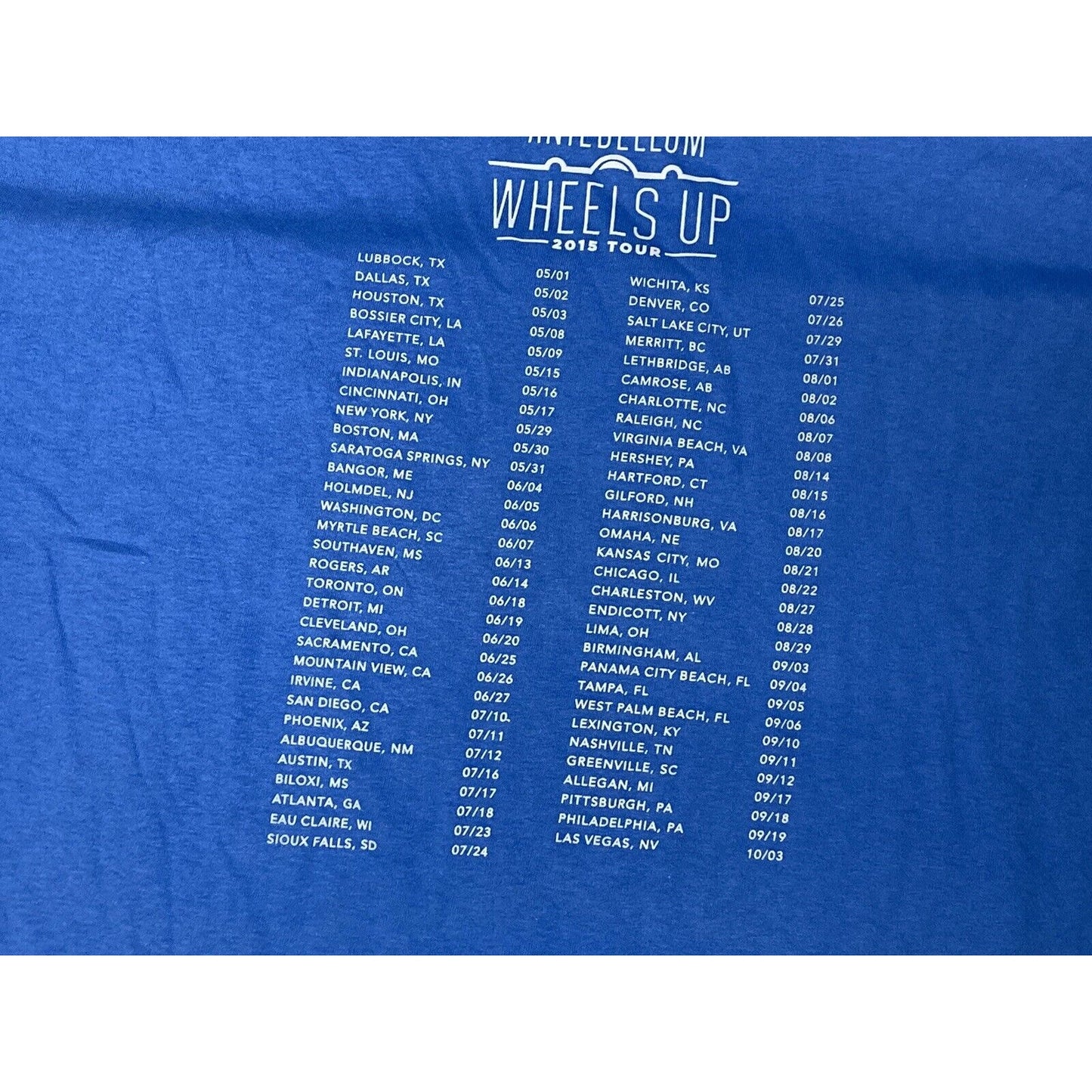 Lady Antebellum Wheels Up 2015 Concert Tour Dates Shirt Blue Has Stains XL