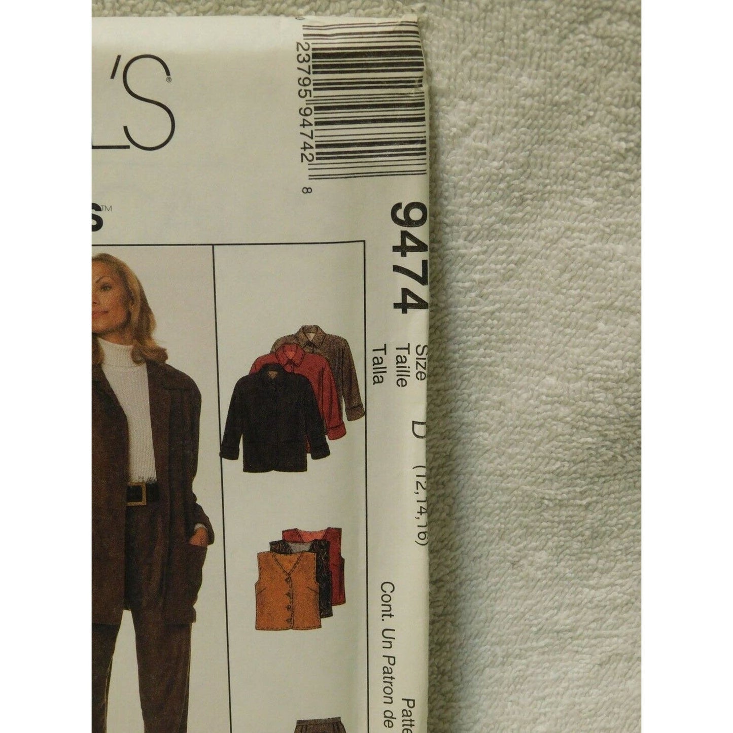 Jacket Vest Pants Skirt McCALLS 9474 Career Work Sewing Pattern Size 12-16