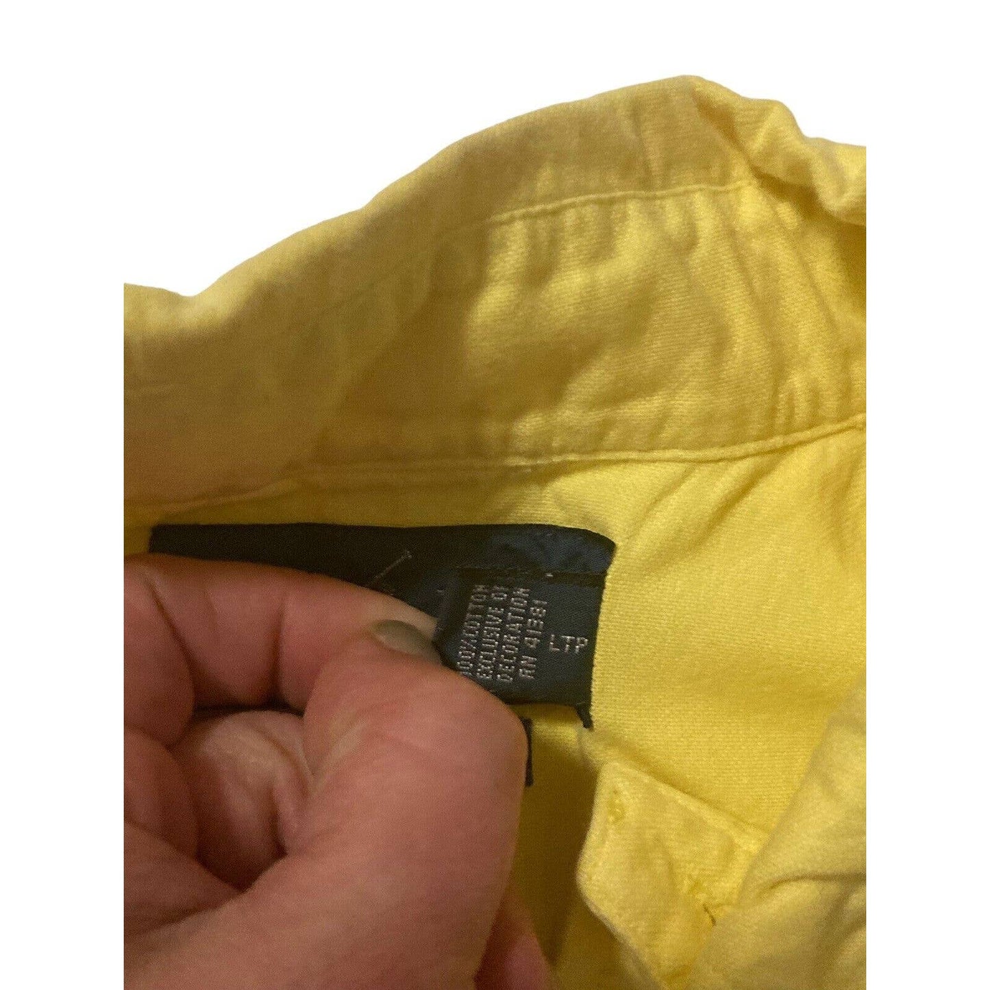 Ralph Lauren Classic Fit Short Sleeve Button Down Shirt Large Yellow 100% Cotton