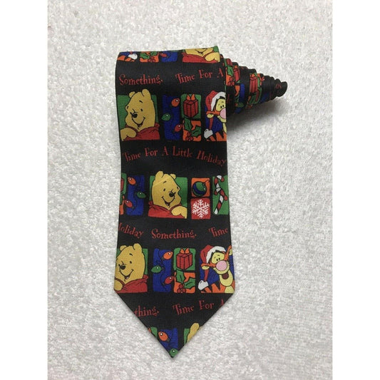 Disney Winnie the Pooh Mens Tie Necktie Christmas Holiday Santa Hat Tigger Xmas