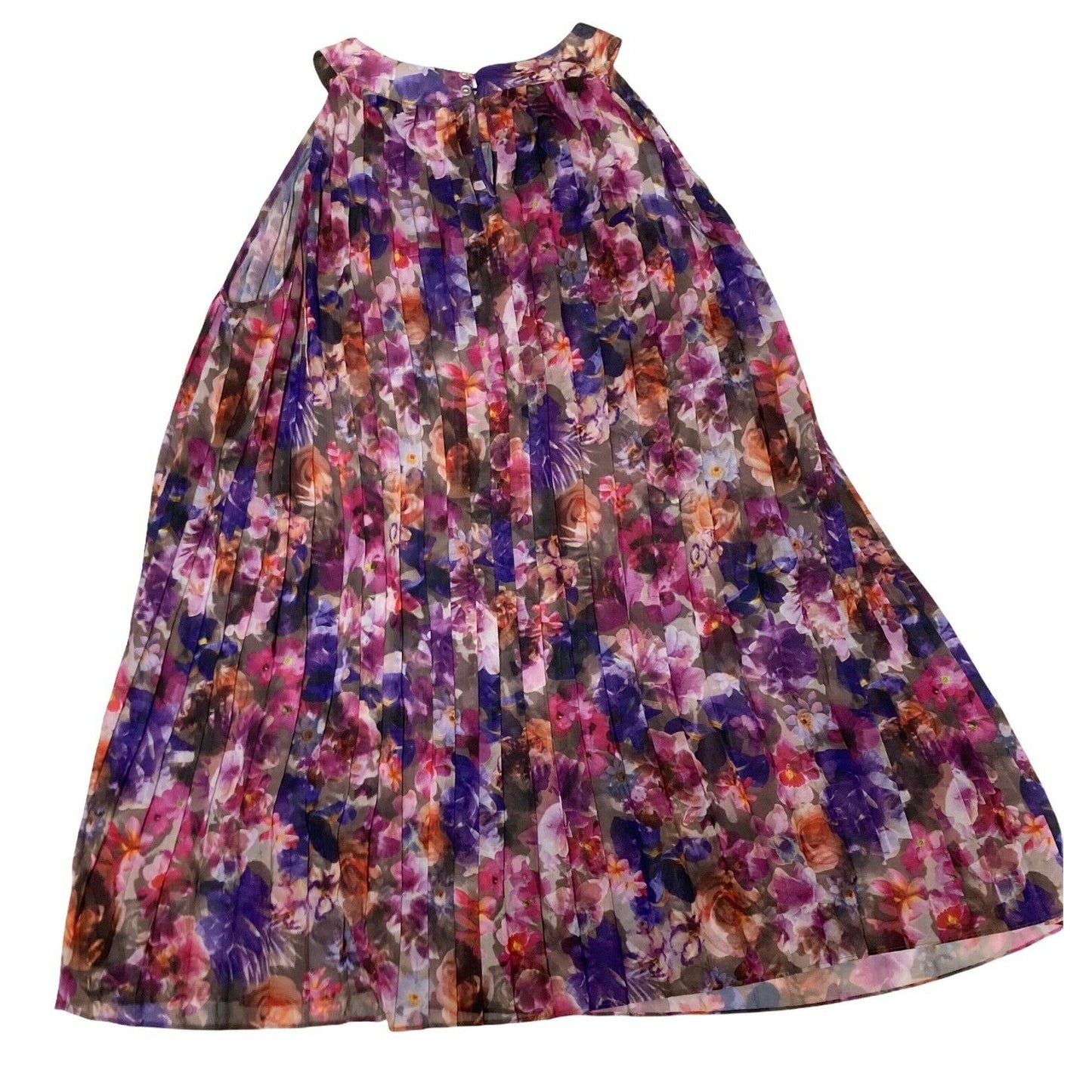 Badgley Mischka Camila Pleated Sheer Dress Size M Medium Floral