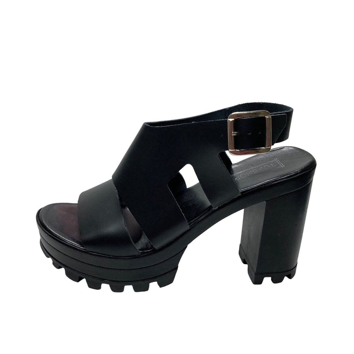 Topshop Y2K Wedge Chunky Platform Sandals Open Toe Black Size 40 USA 8