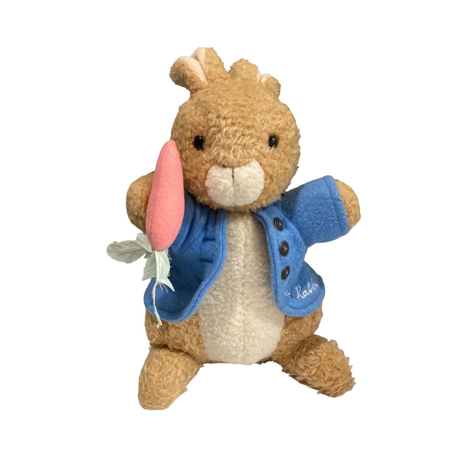 EDEN Peter Cottontail Plush Bunny Rabbit Blue Jacket w/ Carrot Vintage 12”