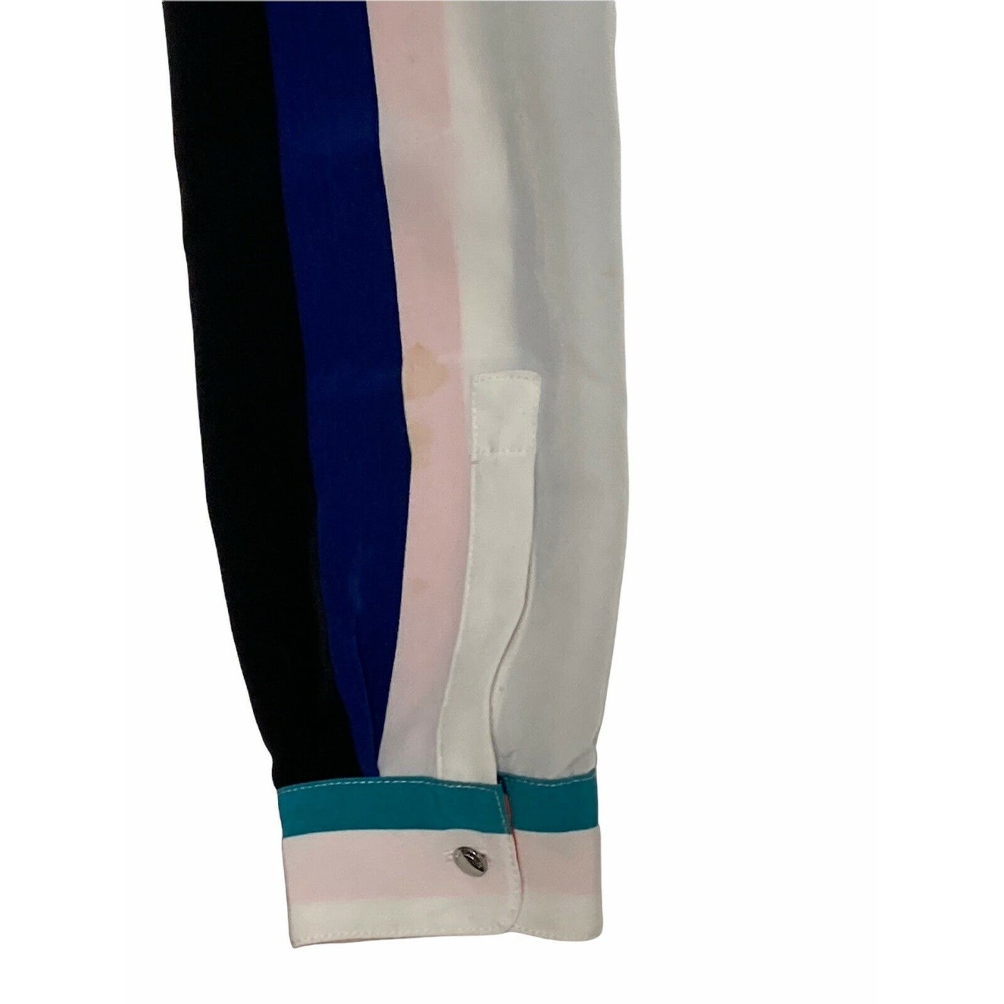 Vince Camuto Long Sleeve Colorful Stripes V Neck Blouse XS