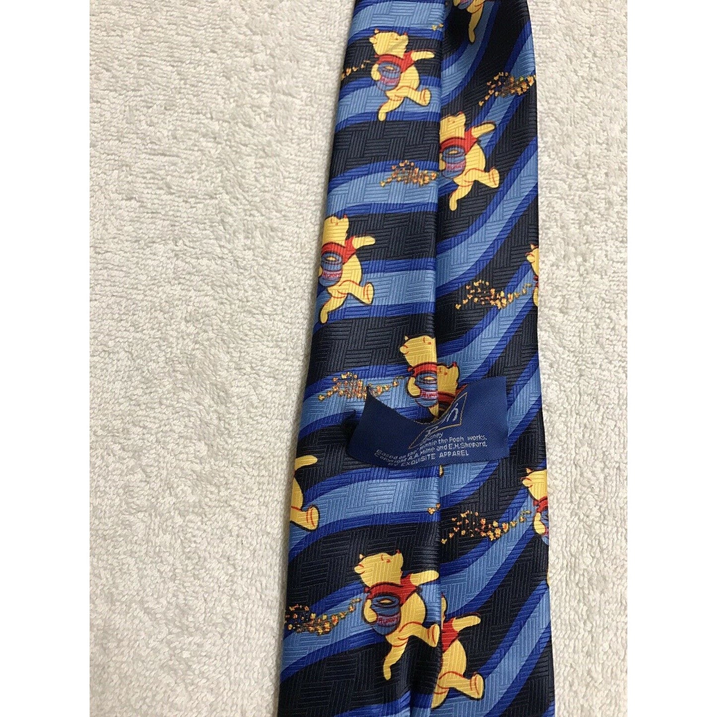 Disney Winnie The Pooh Cartoon Bees Hunny Pot Blue Cartoon Novelty Tie Necktie