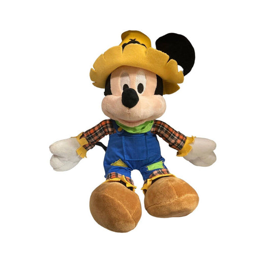 Disney Store Mickey Mouse Halloween Fall Scarecrow Plush Toy Doll stuffed 16"