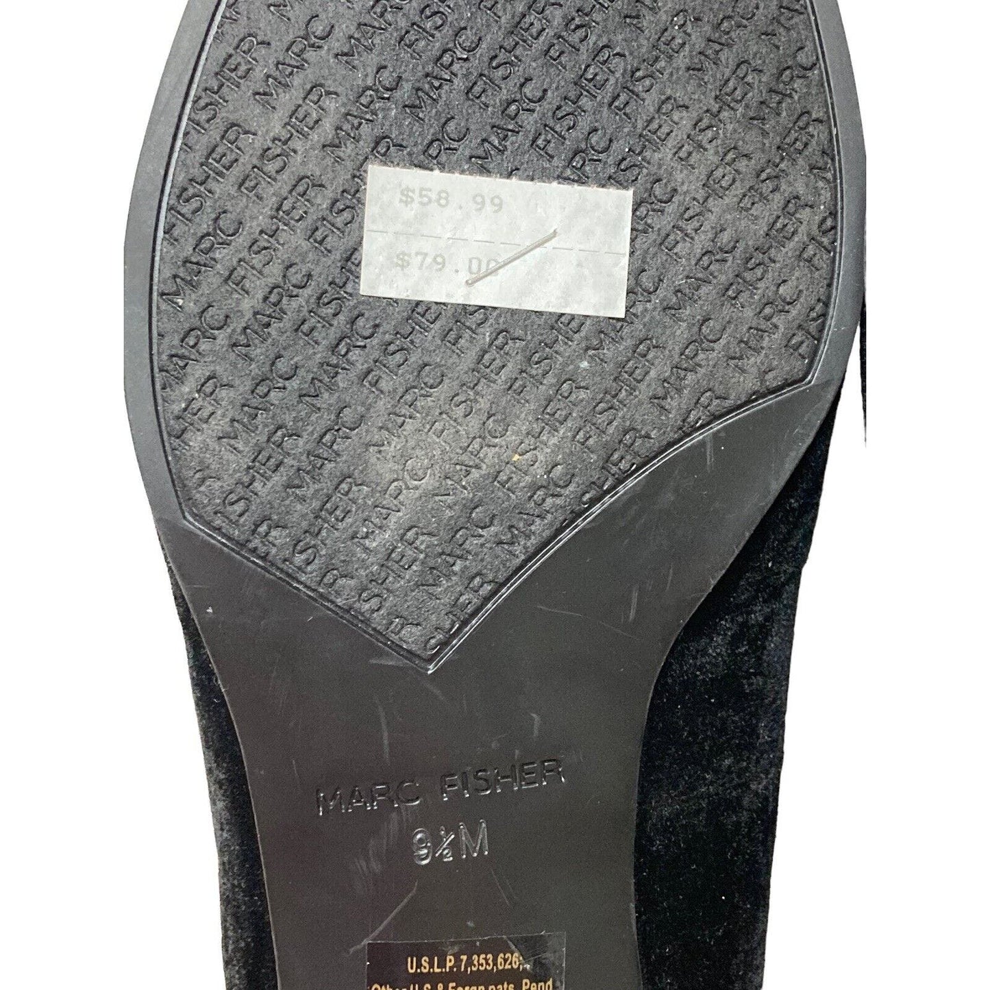 Marc Fisher Kneel Black Velvet Pearl Embellished Slip On Loafers 9.5 M