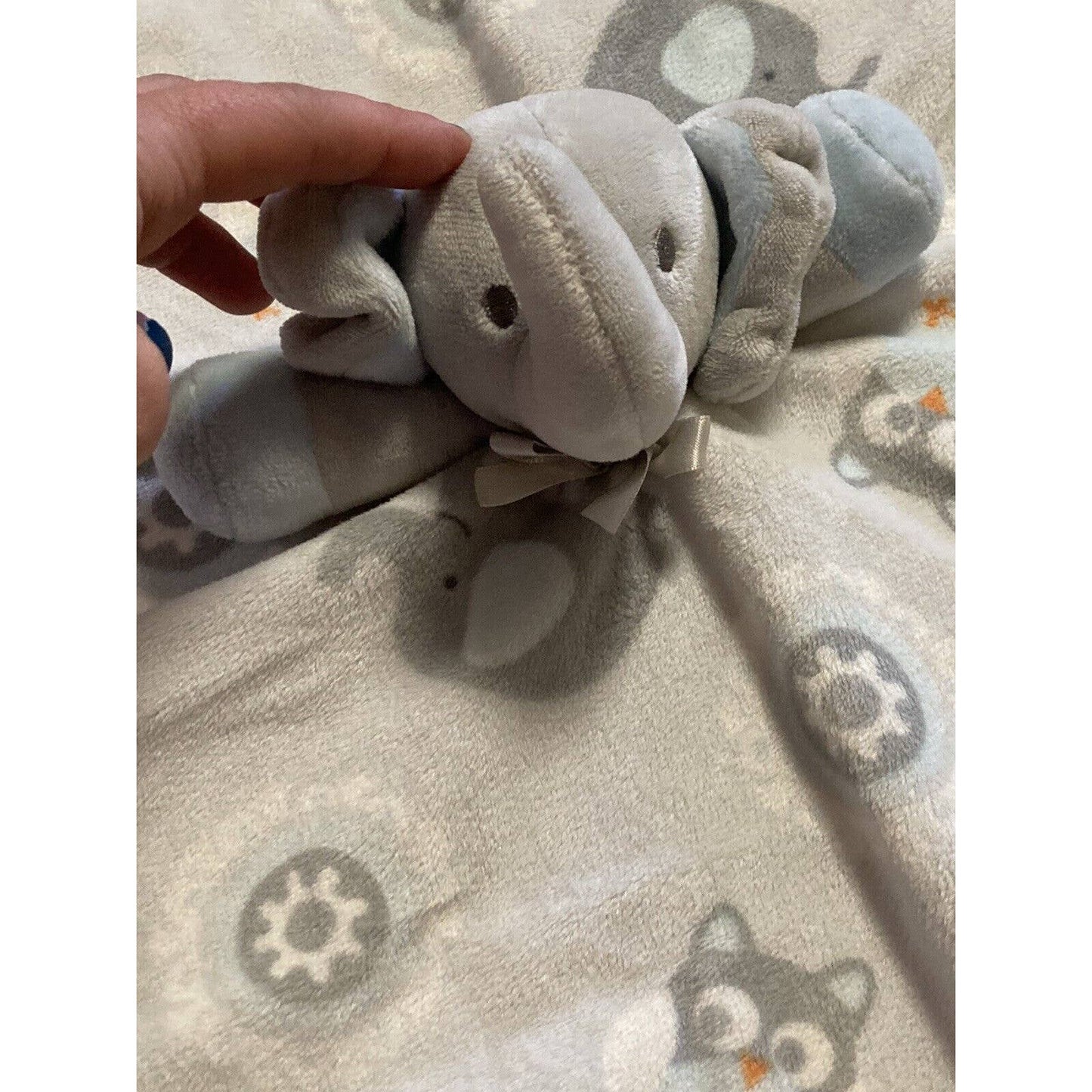 Blankets and Beyond Elephant Owl Grey Blue Plush Baby Lovey Security Blanket