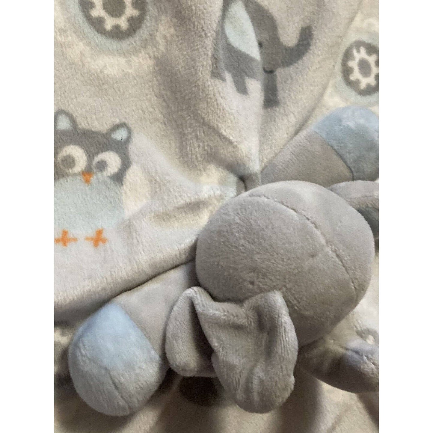 Blankets and Beyond Elephant Owl Grey Blue Plush Baby Lovey Security Blanket