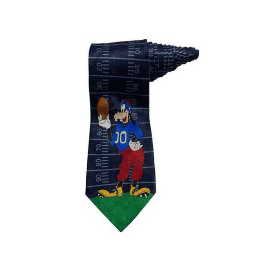 Disney Mickey Unlimited Goofy Football Field Vintage Novelty Necktie Polyester