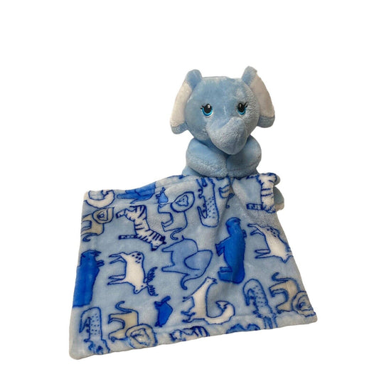 Little Beginnings Elephant Lovey Baby Security Blanket Blue Soft Plush 9.5x10.5